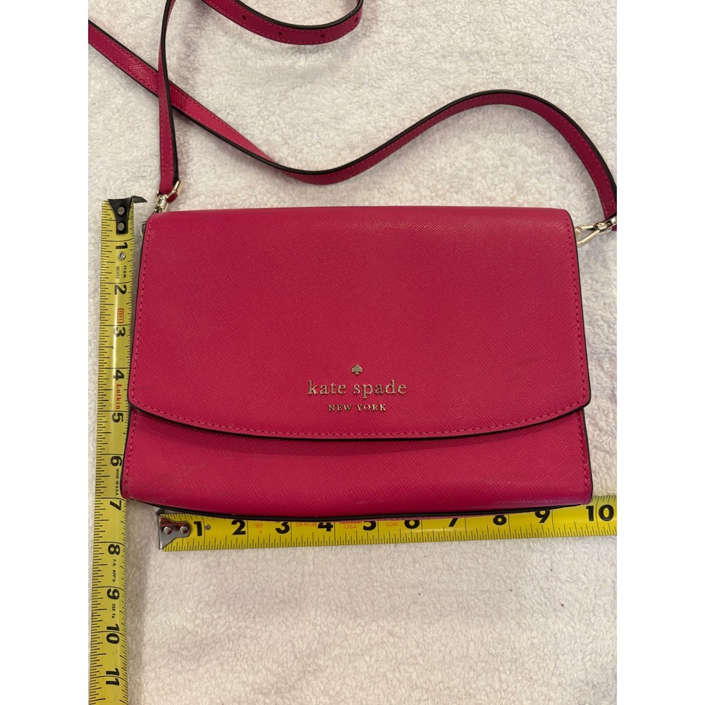 Kate Spade Pink Saffiano Leather Crossbody Bag Gold Chain Flap Clutch Purse